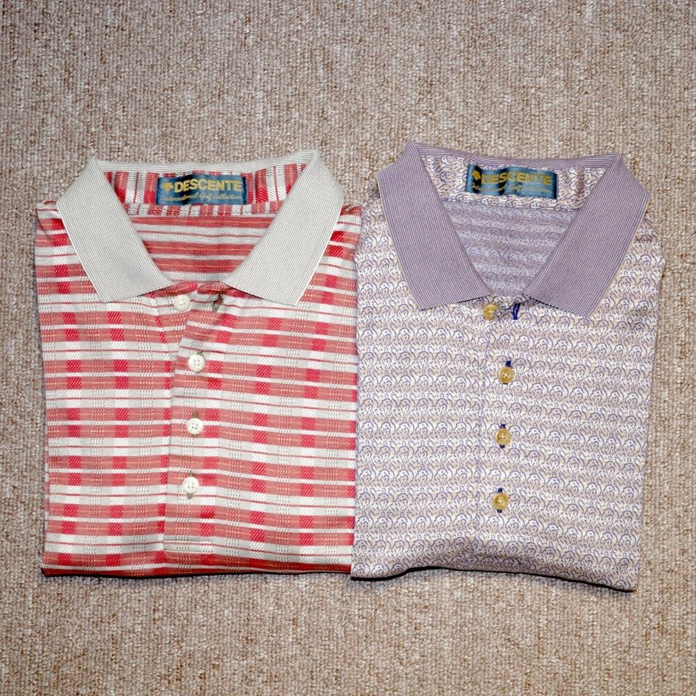 Vintage DESCENTE Golf Polo T-Shirts Lot of 2 Mens XL Purple Red